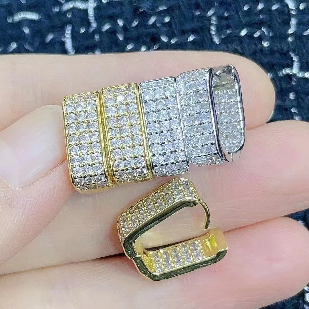 15g Weight Zircon Inlay Material Hoop Earrings Classification 1 Pair Quantity Simple Style Solid Color Copper Plating Inlay Zircon Hoop Earrings 1 Pair