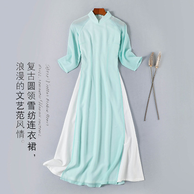 Tea service 2020 Retro Buddhist mood literature Improvement cheongsam Fairy skirt O'Day Dress coverall