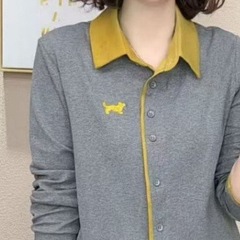 卸売り代代は2025春秋の新型韓国系の襟をめくってカジュアルな刺繍をします。