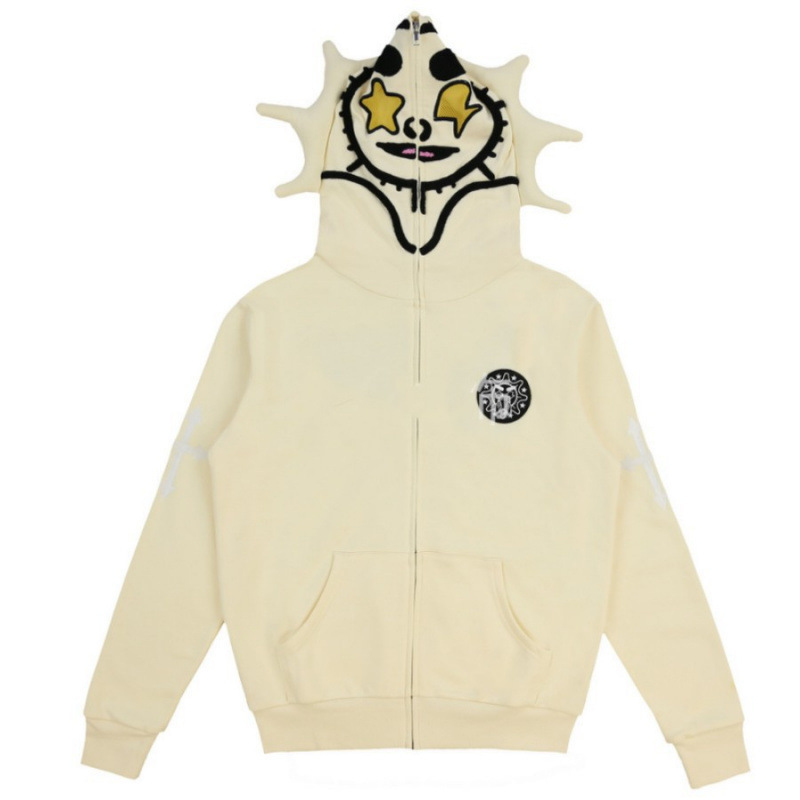 Sweat à capuche imprimé requin squelette – Sweat-shirt unisexe zippé streetwear (Coupe oversize, S-5XL, style gothique et Y2K)_voghion.com
