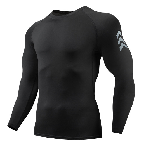 Cross-border PRO sports quick-drying fitness clothes for men, autumn and winter basketball morning running long-sleeved high-elastic tight yoga training clothes