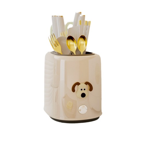 Self-designed cream style multifunctional chopstick cage storage box rack retro kitchen tableware drain storage tube