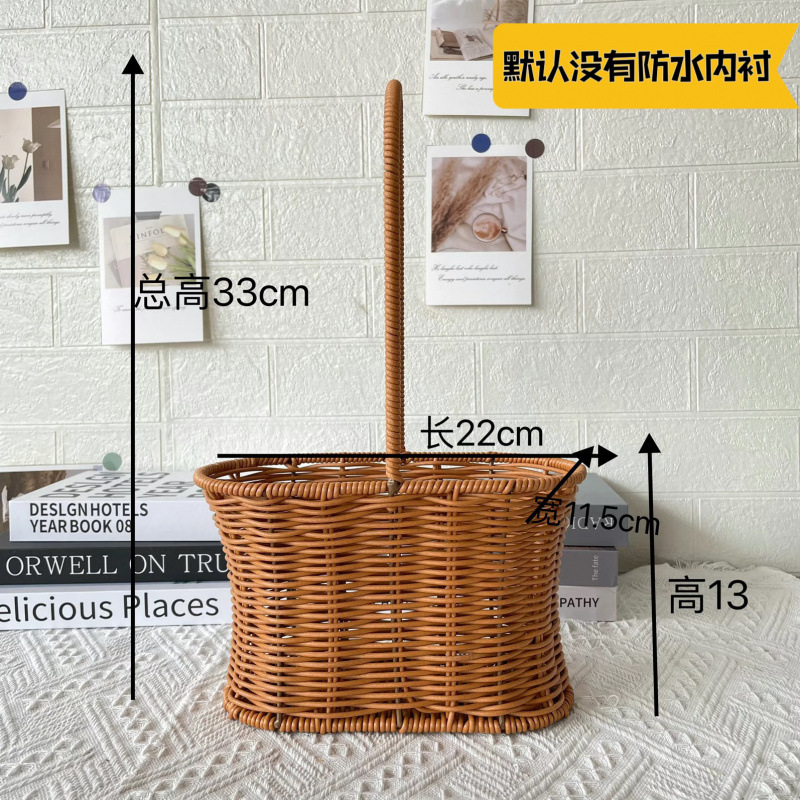플라스틱 등나무 갈색 허리 꽃바구니