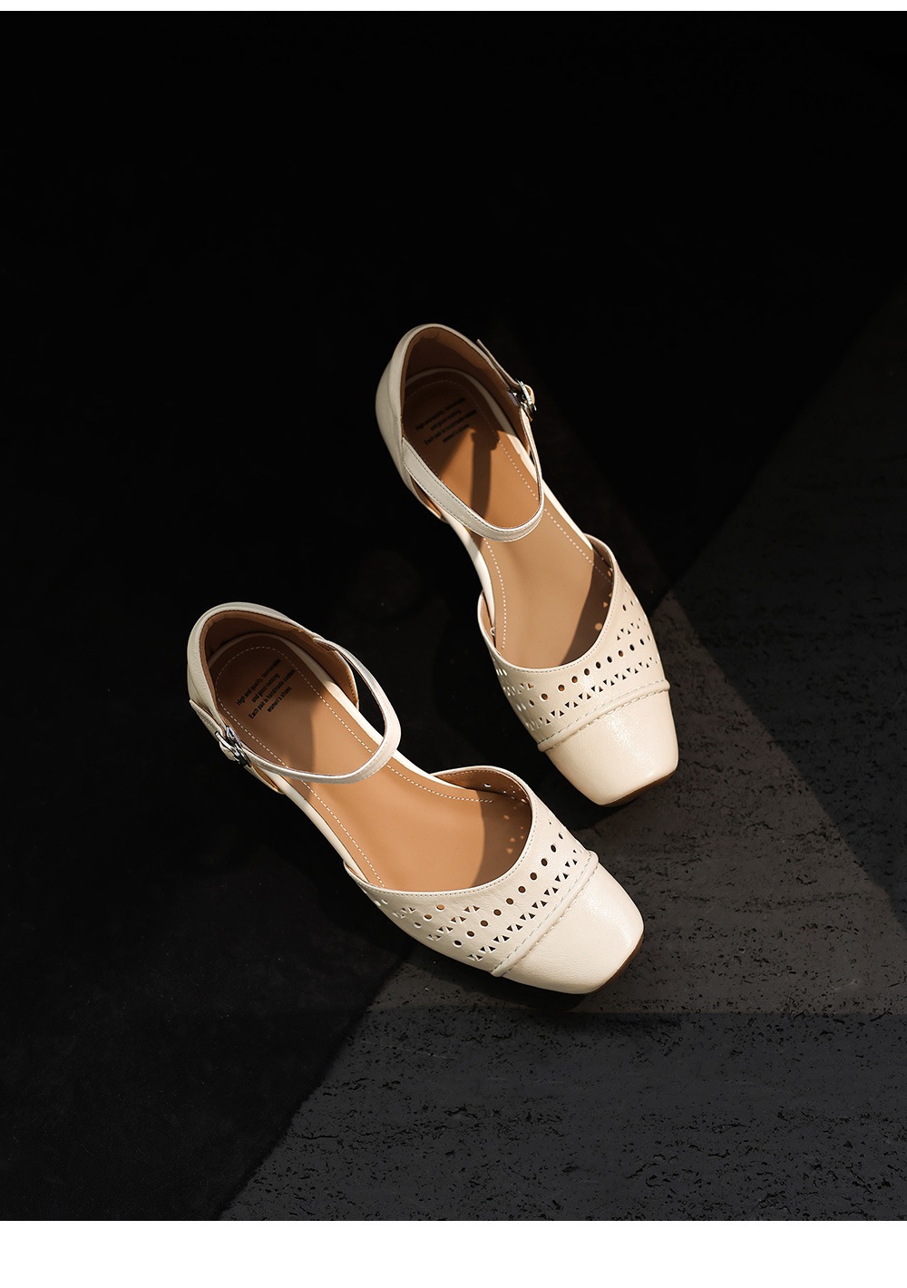 Sandal nữ da cừu mũi trùm gót thấp quai ngang một dây hở gót — màu tím chi tiết 16