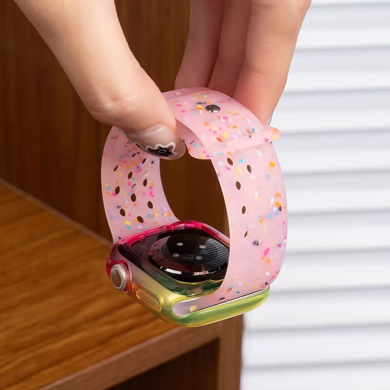 Suitable for Applewatch12 Jelly Strap Apple S11 Watch Iwatch8 Buckle Chip-Resistant Nike Silicone Summer
