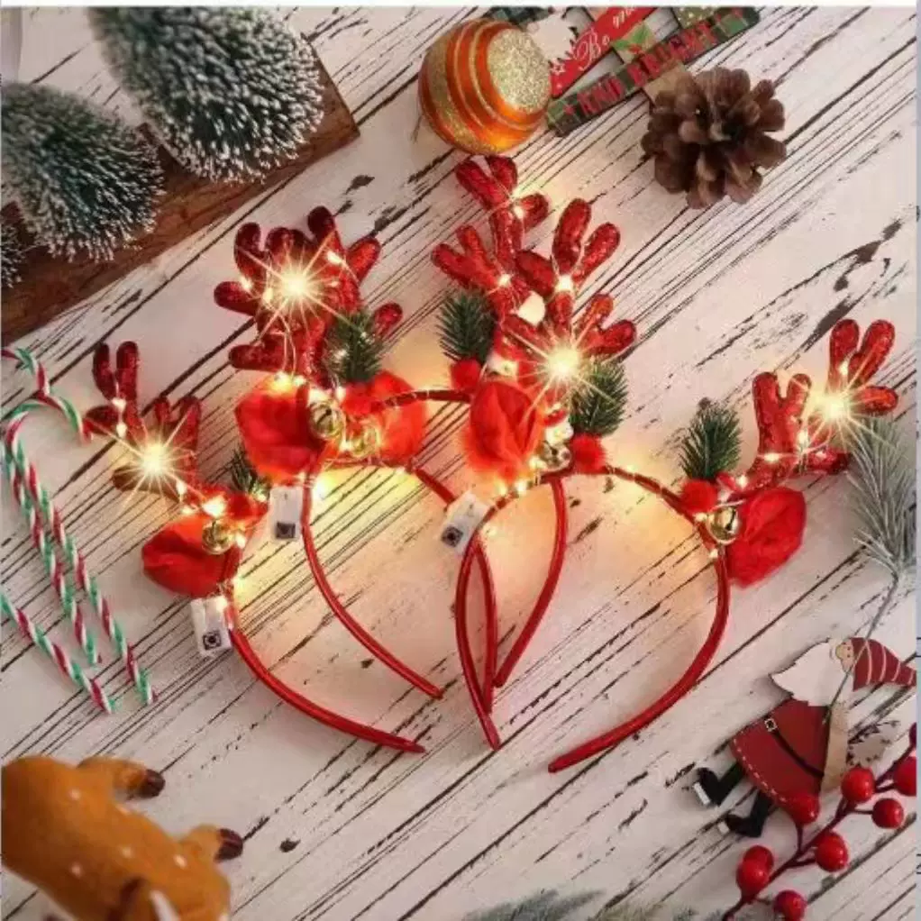 新款2025圣诞发光发箍 新年派对聚会发光头饰 酒吧跨年活动装饰