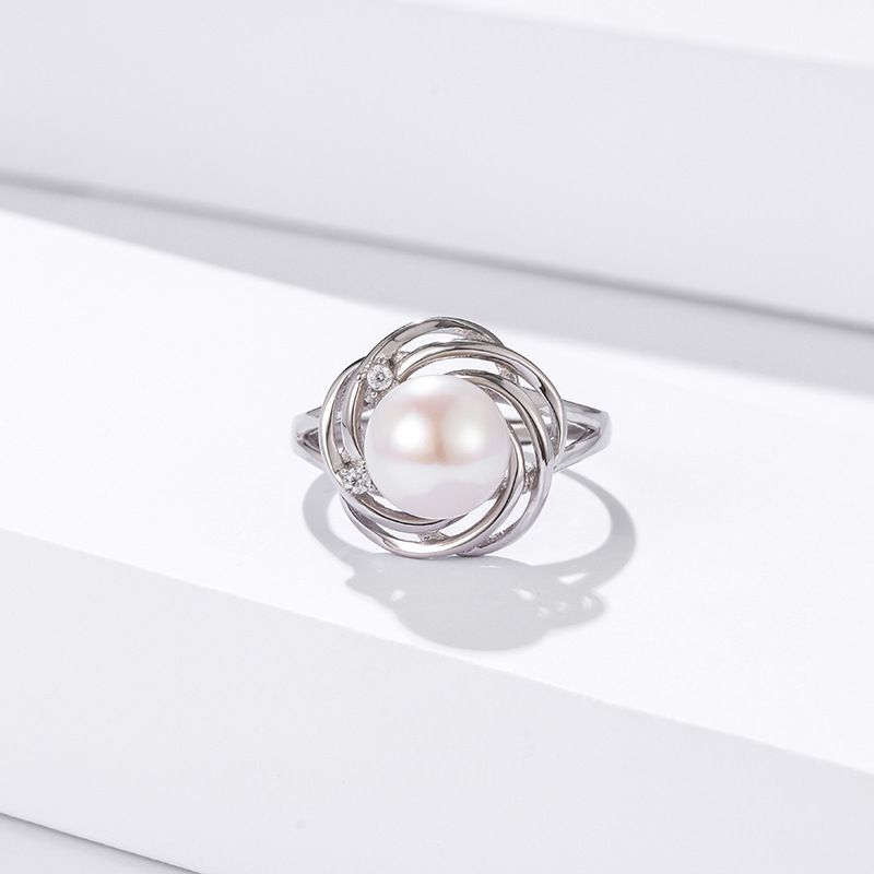 S925 plata esterlina anillo de perlas de agua dulce para las mujeres verano 2023 nueva moda personalizada anillo de dedo índice abierto pulsera transfronteriza
