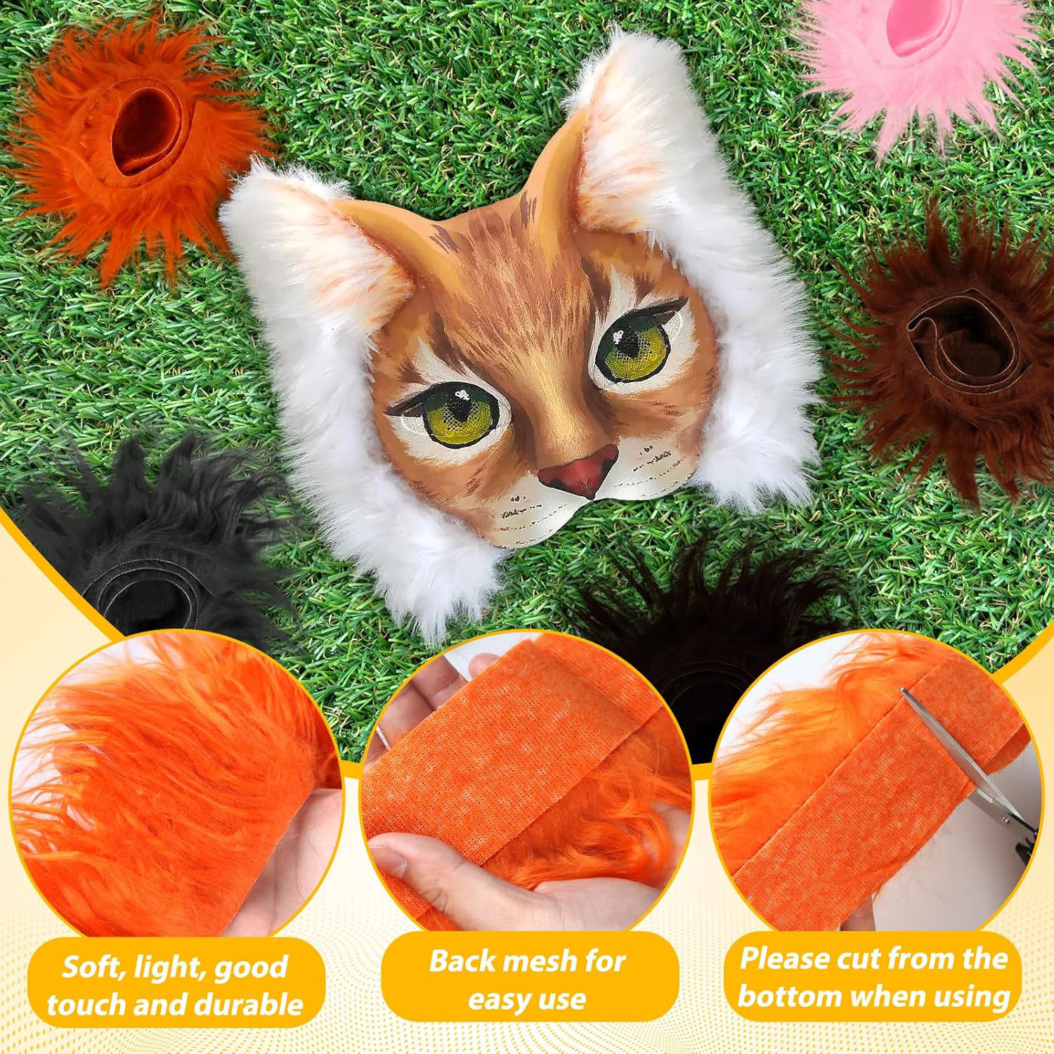 Amazon DAY Pintado a mano de felpa cara de gato juego de máscaras de animales de pulpa en blanco de Halloween juegos de rol