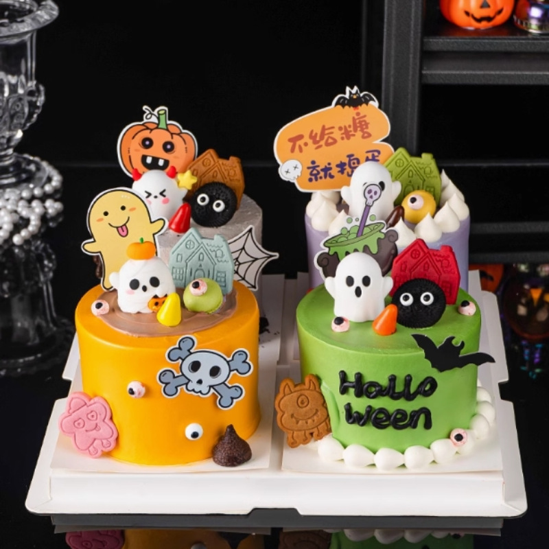 2024 Decoración de pastel de Halloween encantador fantasma fantasma monstruo decoración Halloween Carnaval Noche de postres vestido Plug-in