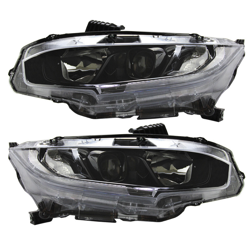 Adecuado para Honda Civic coche original faro estándar americano Civic 16-18 negro semi-Asamblea bajo equipado faro