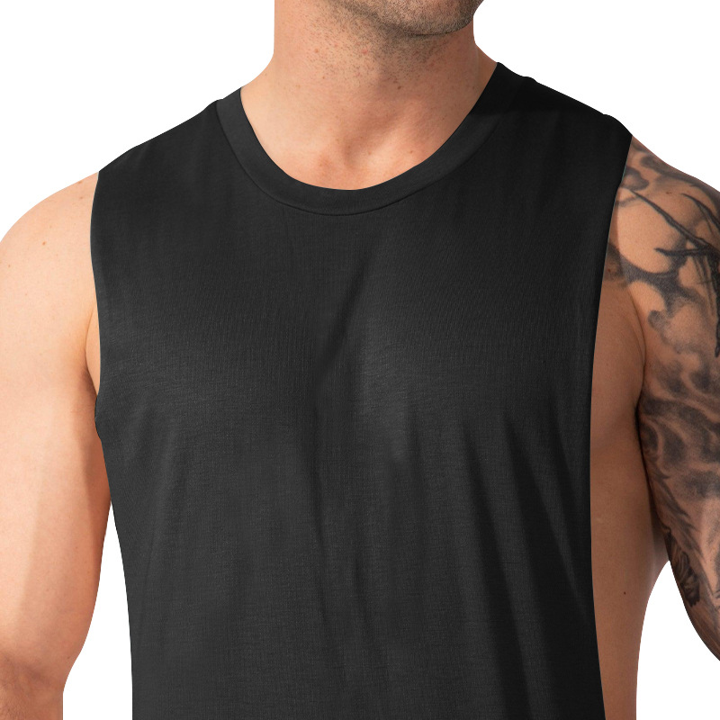 210g Weight Sleeveless Sleeve Length Cotton Blend, Polyester Fabric Type Regular Top Length Racerback Tank Tops Tops Type Casual Occasion Round Neck Neckline Loose Fit Type Solid Color Pattern Summer Season Men's Gender Simple Style Style Wholesale Men's Simple Style Solid Color Sleeveless Men's Tops 11