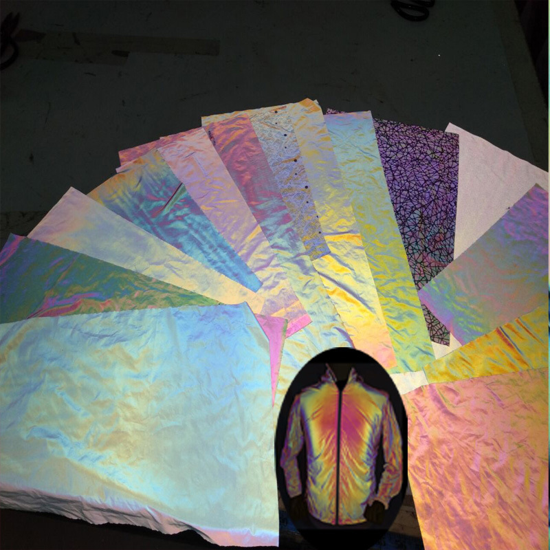 彩色超柔尼丝纺反光布休闲外套服装反光面料橘红色柔软反光化纤布