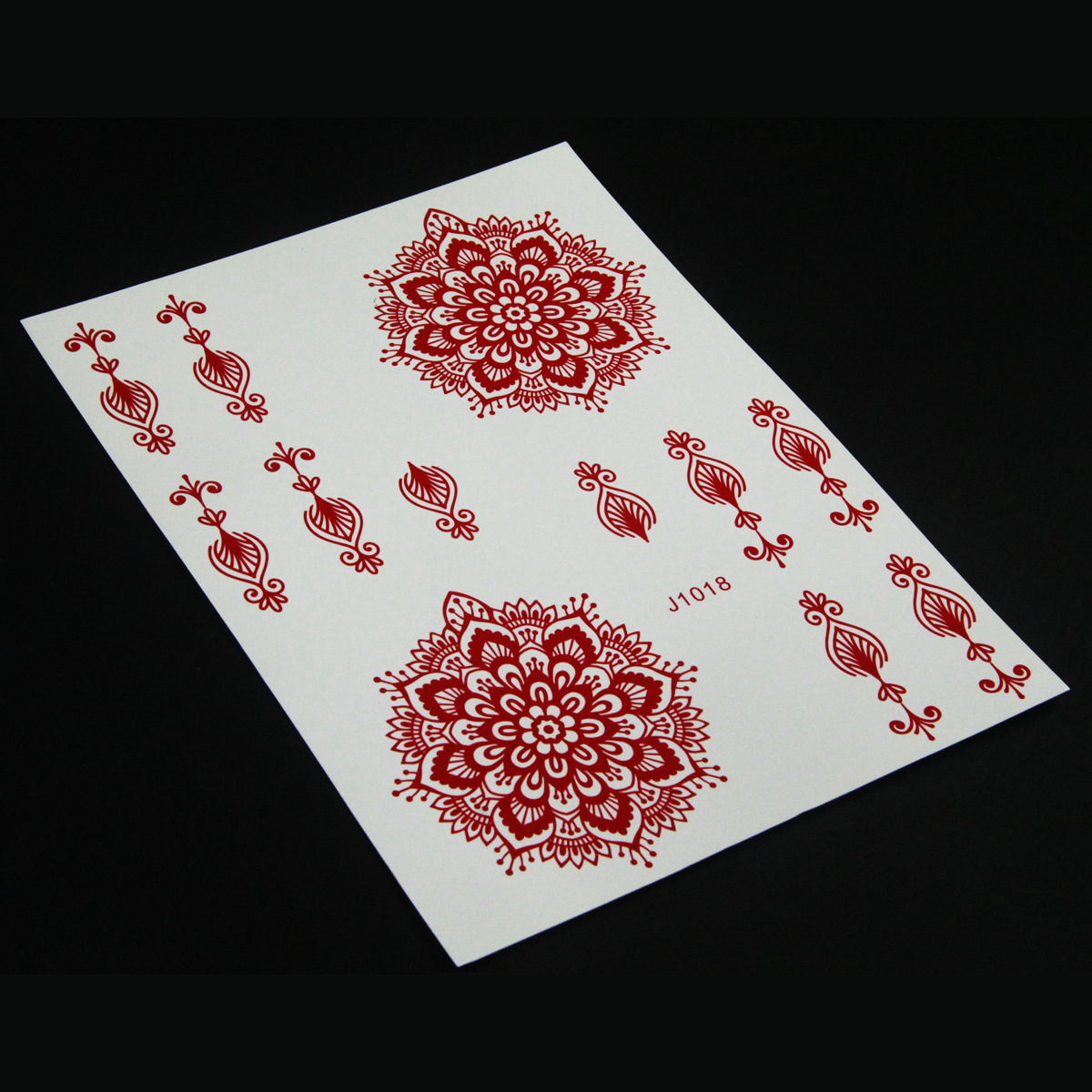 Parte posterior de la mano India Hina tatuaje etiqueta engomada Vermilion Hannah encaje tatuaje etiqueta engomada de transferencia de agua