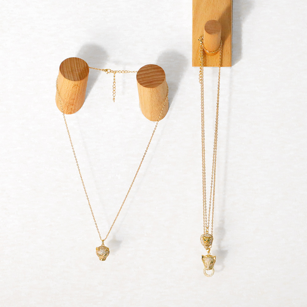 new hip-hop copper inlaid zircon leopard head pendant necklace