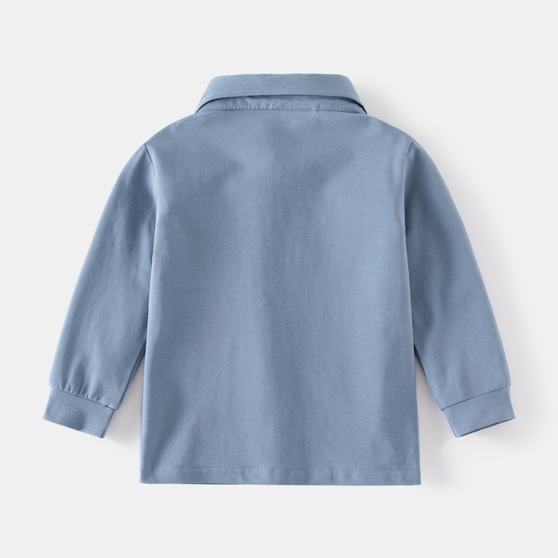 Boys' solid color polo shirt long sleeve 2024 new baby spring thin bottoming shirt children's lapel T-shirt children's clothing