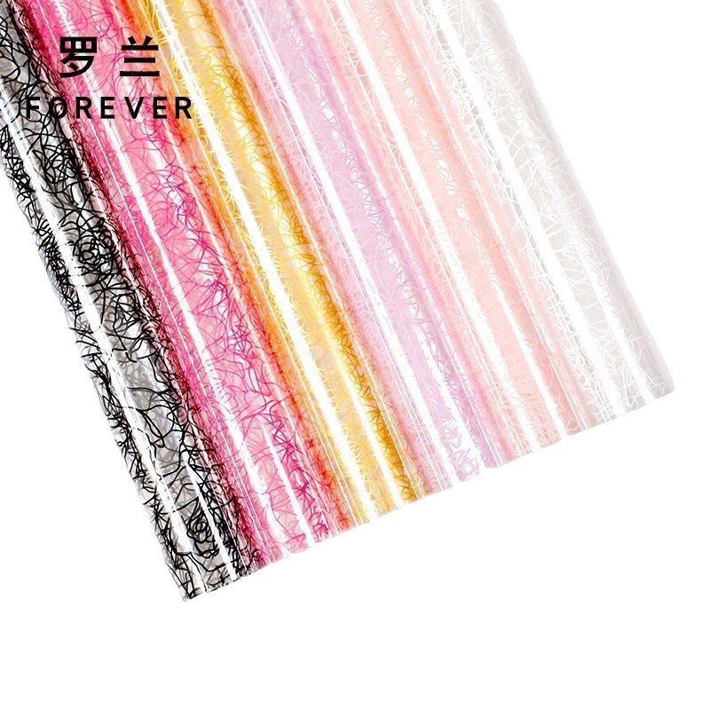Roland Qianli Rosa transparente impermeable OPP flor ramo papel de envoltura floral Rosa patrón DIY flor papel de embalaje