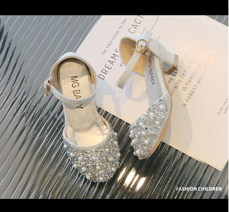 2024 Spring/Summer New Girl's Water Diamond Princess Small Leather Student Pearl Single Shoes Big Children's Dance Shoe_voghion.com