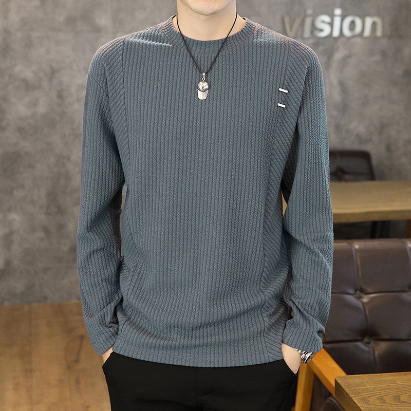 Jinbu Kangyuan Collar Long Sleeve T-shirt Men's New Spring Autumn and Winter fleece-lined Base Shirt Sweater Men's Wear