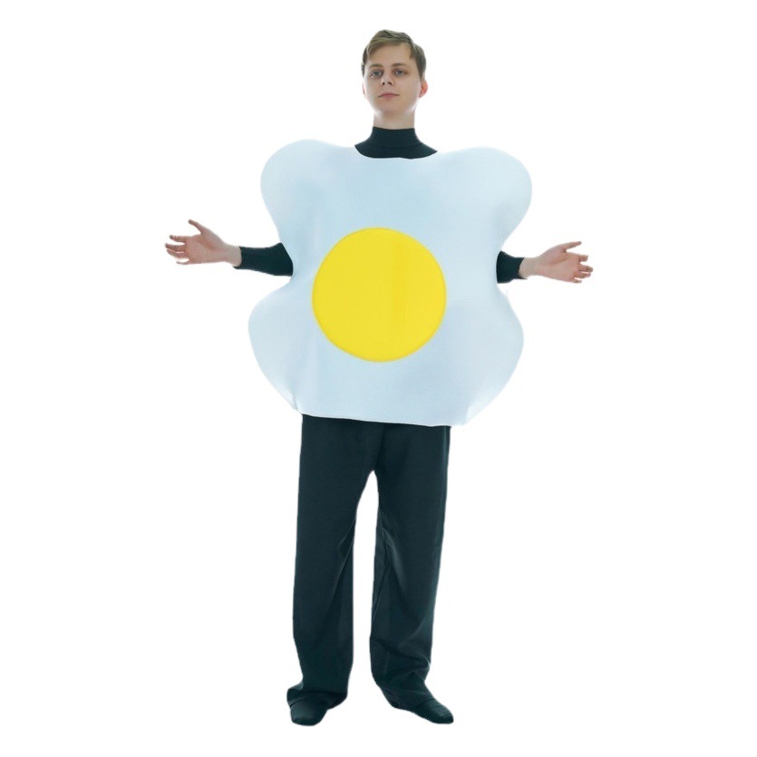 Adultos Halloween hombres y mujeres parodia huevo escalfado comida divertida esponja rendimiento etapa partido traje Cosplay