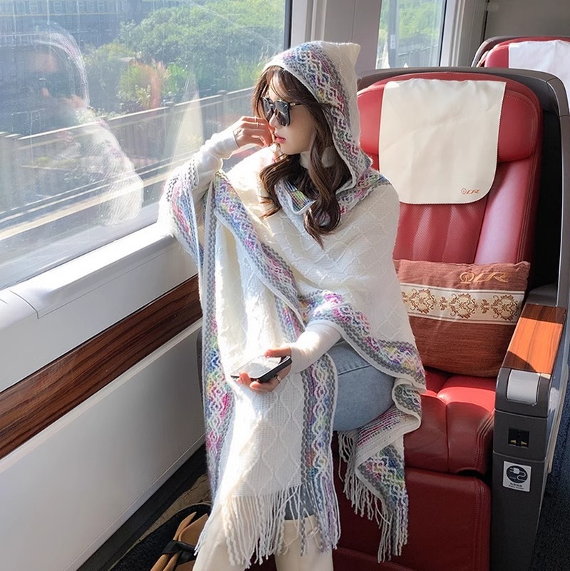 雲南旅行民族風ストール女性春夏マントボヘミアンニット保温両用マフラー|undefined