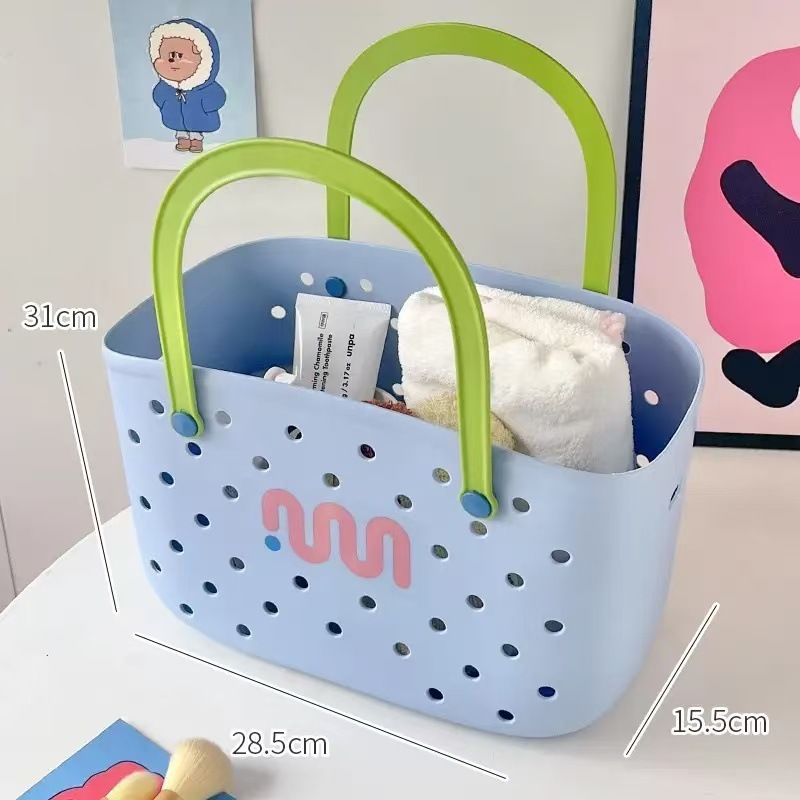 【ドーパミン】コントラストカラーのポータブルバスバスケット、買い物かご、バスルーム家庭用品収納バスケット、浴室用|undefined