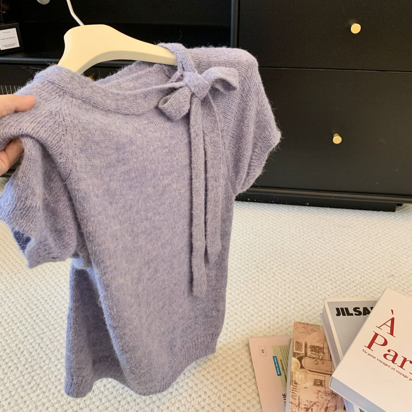 2026 New Korean Style Fashionable Slimming Pullover Solid Color Short Sleeve T-Shirt Women's Raglan Sleeve Tie-Waist Knit Top