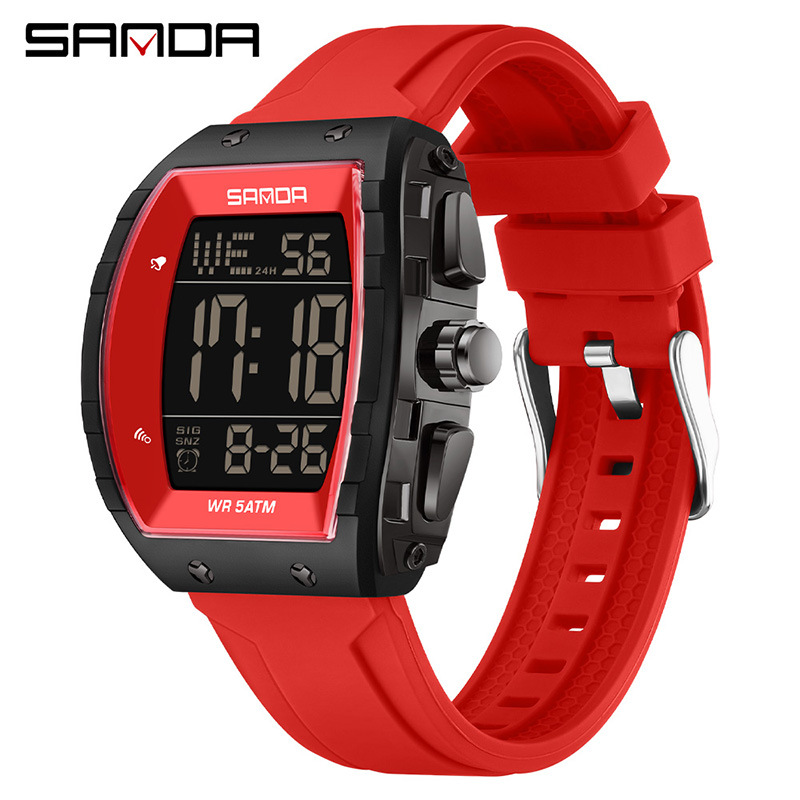 Sanda reloj a prueba de agua para hombres y mujeres juveniles reloj deportivo multifuncional luz nocturna cuenta atrás dos relojes electrónicos de tiempo