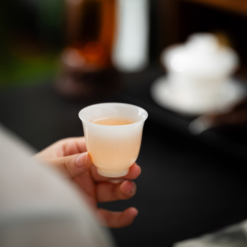 高档冰种璞玉小茶杯陶瓷潮汕功夫茶具德化白瓷家用茶盏碗杯高温瓷|undefined