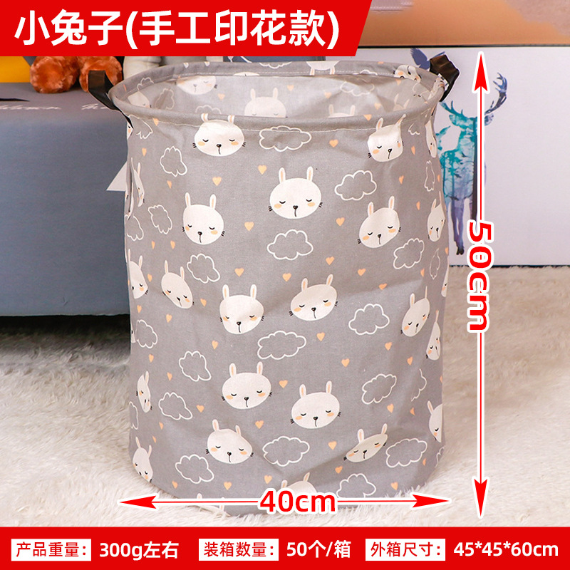 Posta gratuita impresa a mano gran cesto plegable de lavandería casera de dibujos animados tela cesto de lavandería sucia cubículo de almacenamiento