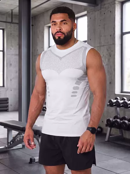 New summer fitness sleeveless vest for men, outdoor sports breathable quick-dry clothing, training running T-shirt, basketball men's