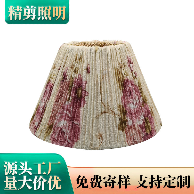 Customized Table Lamp Lampshade Cross-Border Amazon Lampshade Shell Villa Hotel Printed Flower Pattern Pleated Fabric Lampshade Customized Table Lamp Lampshade Cross-Border Amazon Lampshade Shell Villa Hotel Printed Flower Pattern Pleated Fabric Lampshade