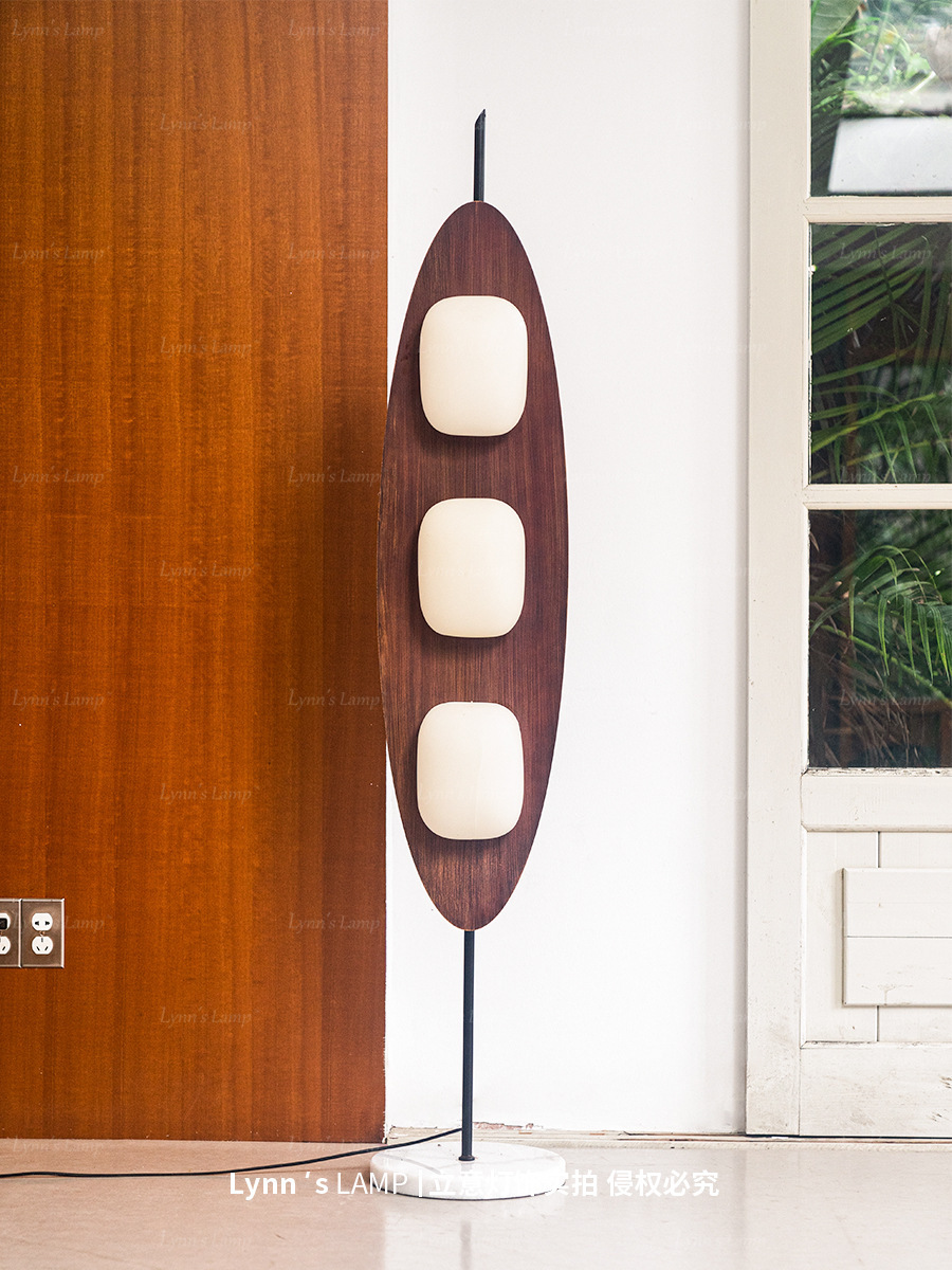 Lynn's立意 Surf中古风客厅落地灯 仿木纹大理石沙发边日式卧室灯