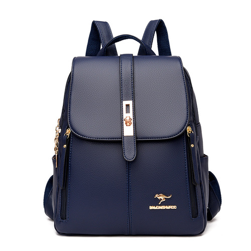 Cross-border women's dual-shoulder bag 2025 new Korean-style versatile soft leather bag simple large capacity travel women's backpack bag