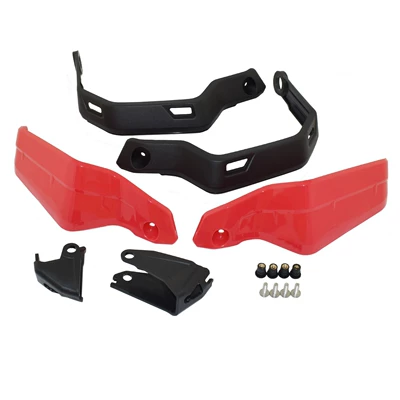 handle guard extended windshield — Motorcycle front windshield - red-hand-guards-additional-pieces