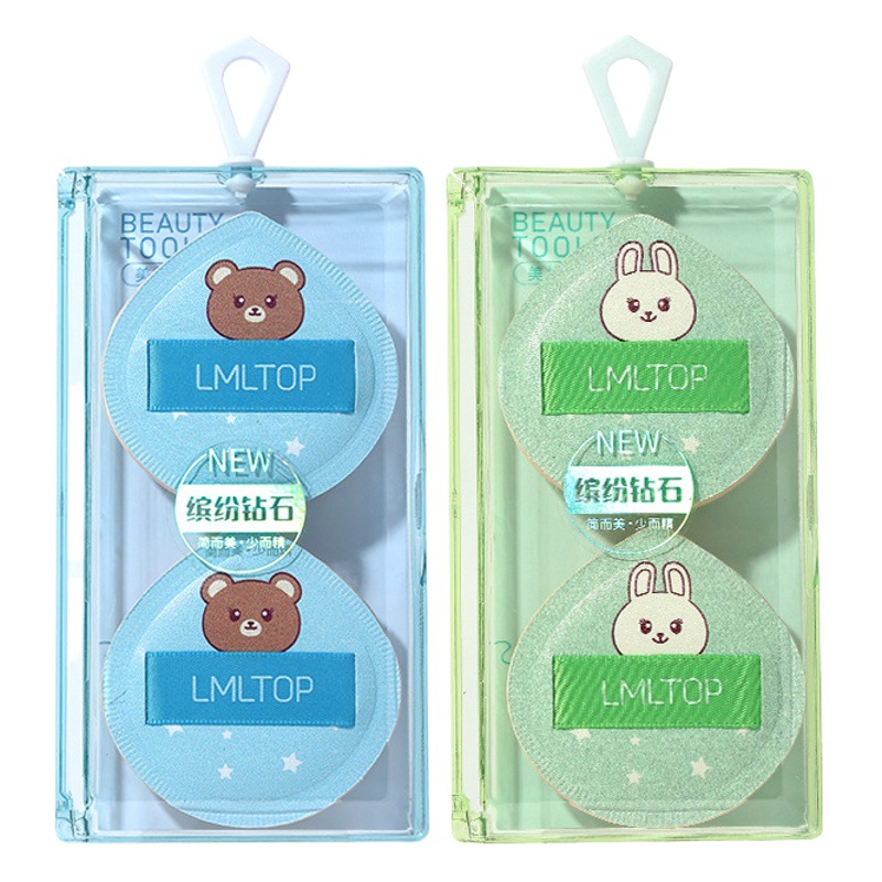 LMLTOP de dibujos animados de algodón de azúcar cojín de aire soplo de polvo de dos paquetes de polvo de maquillaje en forma de gota puff cinta ensanchada SY233