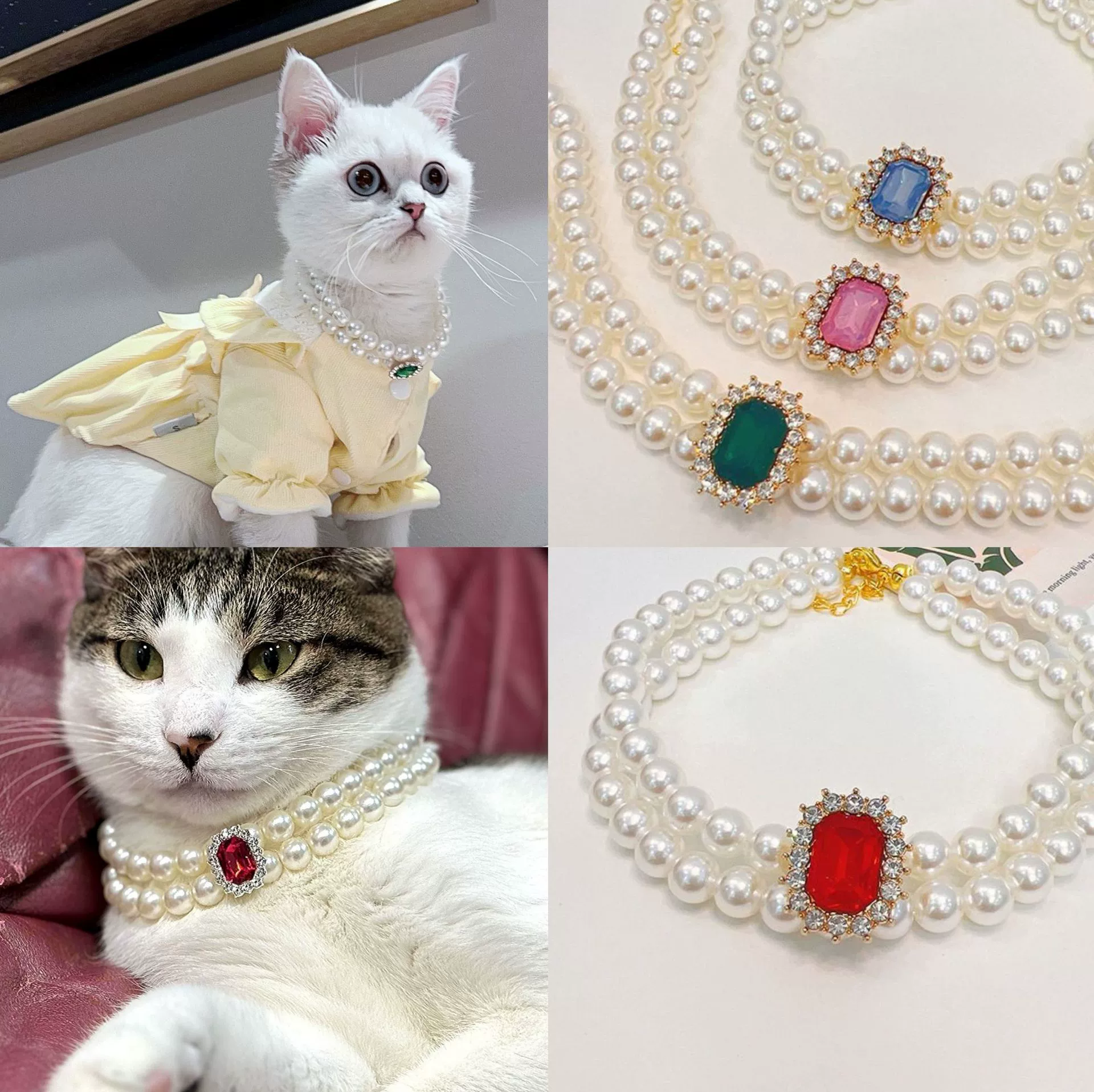 Трансграничная оптовая продажа домашних животных ошейник жемчуг двойной укладки собаки