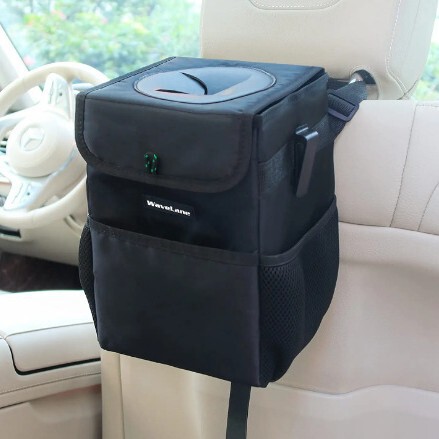 Car Trash Can with Lid, Back Seat, Hanging Waterproof Trash Can, Foldable Garbage Bag, Car Trash Can