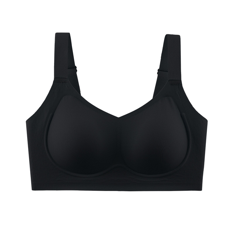 Ropa interior delgada sin costuras para mujer, pechos grandes, pequeños, delgados, sin anillo de acero, copa completa, leche, sujetador de talla grande anti-flacidez