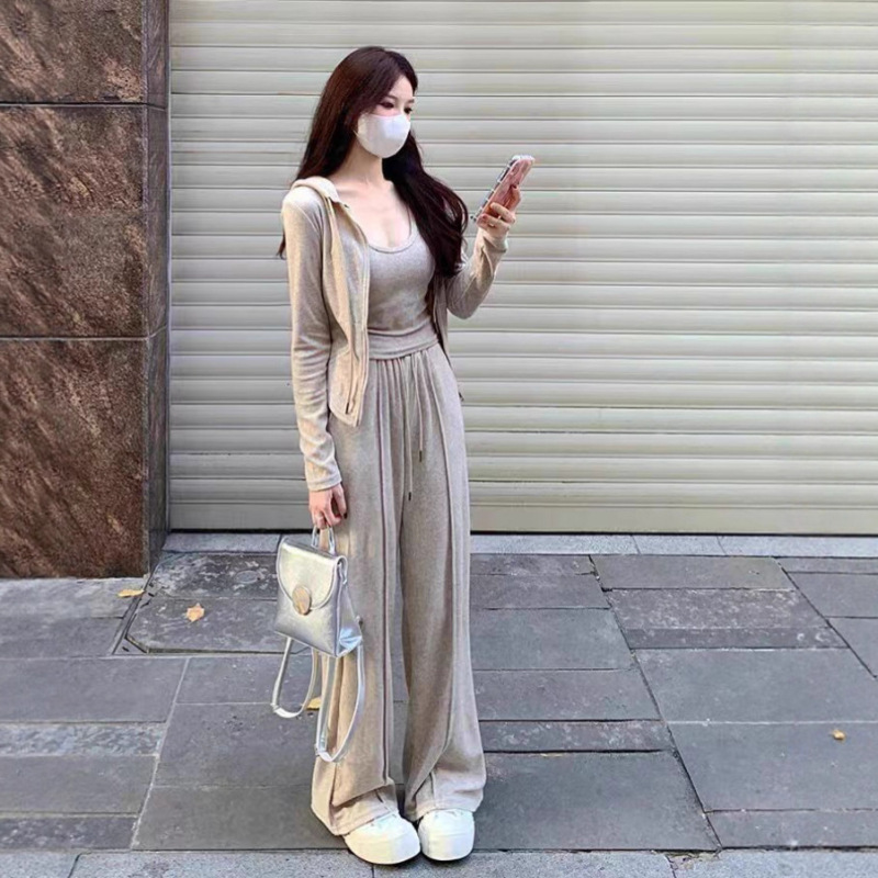 网红休闲运动套装女2025春秋搭配一整套感时尚卫衣卫裤三件套洋气|undefined