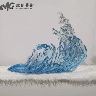 透明树脂浪花雕塑大型海浪摆件家居别墅样板房酒店大堂软装装饰