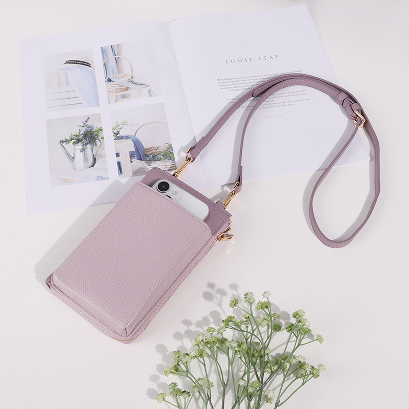 Bolso bandolera vertical para teléfono para mujer, bolso pequeño japonés ajustable para el hombro, linda cartera versátil para mujer al por mayor, con bloques de color