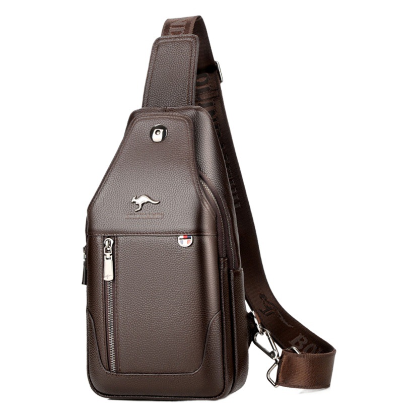 BOLINDAISHU Men's Chest Bag Cowhide Men's Crossbody Bag Casual Shoulder Bag Men's Genuine Leather Men's Bag
