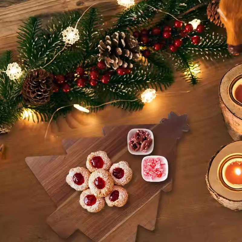 新しいチーズボードセットアカシア木製クリスマスツリー型まな板ナイフとフォーク付き木製チーズまな板朝食プレート|undefined