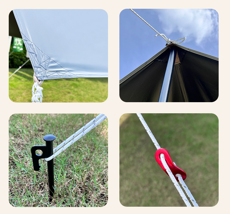 420D Titanium Black Glue Outdoor Hexagonal Square Canopy Tent Sun Protection and Rain Protection Portable Sunshade Camping Style Picnic Portable
