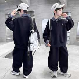 2026新款中大儿童秋装男童POLO衫套装春秋款男孩秋季卫衣两件套潮