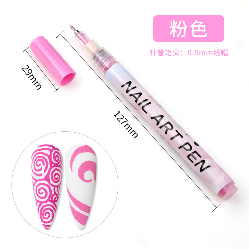 SOMEQI Bolígrafo para decoración de uñas de 12 colores para pintar y puntear, bolígrafo con punta de aguja para diario DIY, bolígrafo para delinear, bolígrafo para grafiti para decoración de uñas.