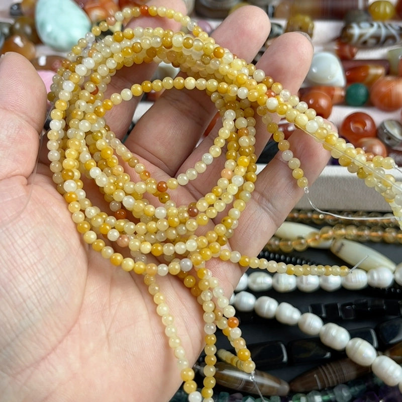 3мм натуральный топаз круглые бусины свободные бусины полуфабрикат 38cm шт. около 120 украшений ручной работы из бисера