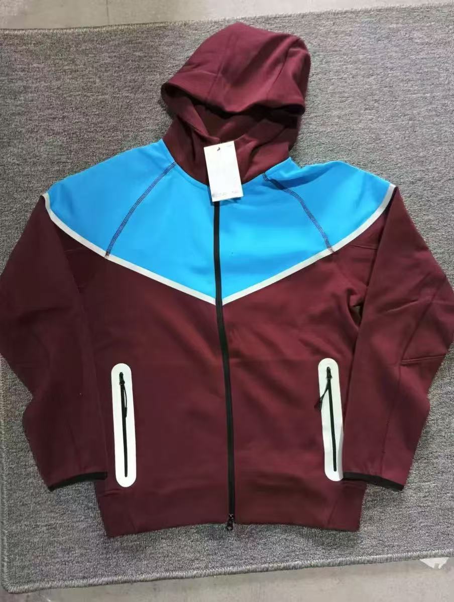 25年春秋新作ファスナーシャツスポーツカジュアルフード付きジャケット長ズボン空気層綿反射ゴムセット男