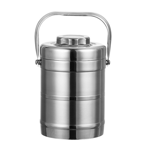 Factory direct sales stainless steel insulated pot double-layer lunch box drum-shaped insulated bucket rice bucket portable sealed lunch box