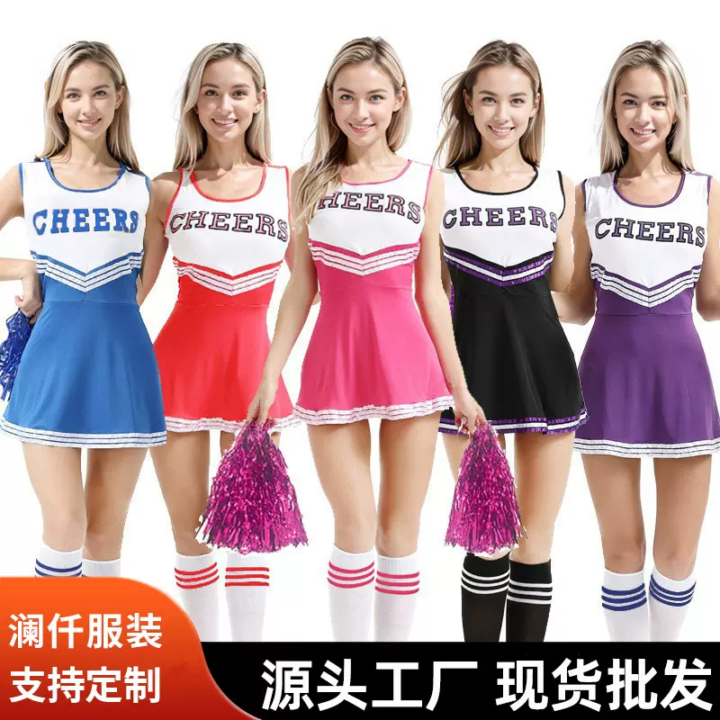 新款啦啦队表演服装 2025跨境演出足球宝贝性感连体啦啦操连衣裙